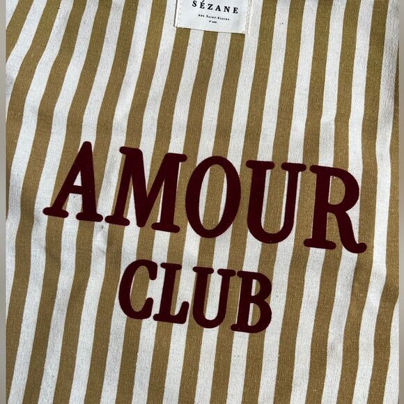 SEZANE Canvas "Amour Club" Striped Tote Bag - Picture 2 of 6